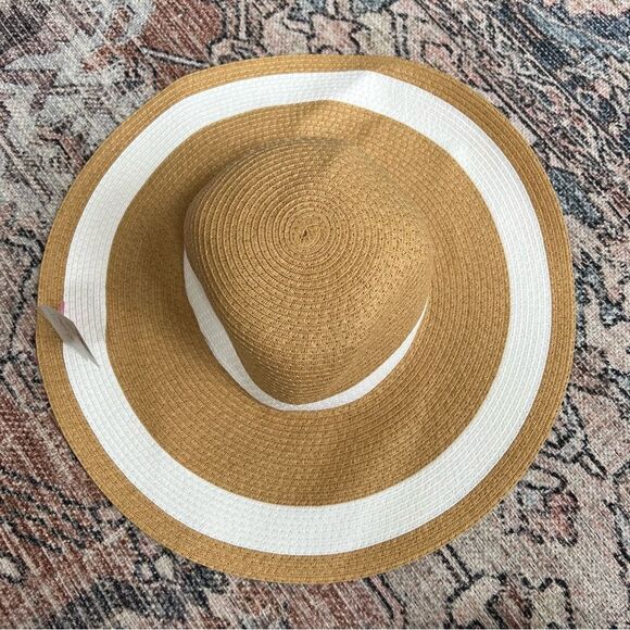 NWT Shade & Shore Striped Sunhat Straw Floppy Beach Hat - Picture 6 of 12